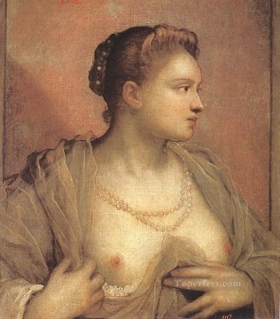  Tintoretto Canvas - Portrait of a Woman Revealing her Breasts Italian Renaissance Tintoretto
